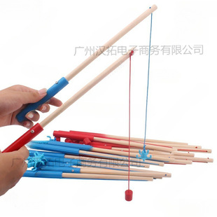 Children's Magnetic Fishing Toy Fishing Rod Children's Fishing Wooden Magnet Built-In Strong Magnetism