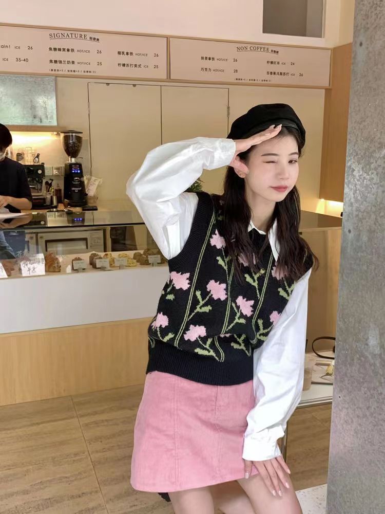 24 invierno Puyuan otoño nuevo suéter chaleco retro 2024 ropa de mujer estilo pastoral suelto image 6