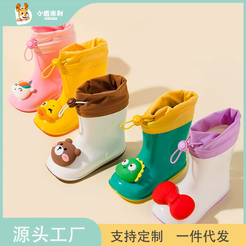 Новые резиновые сапоги Fawn Milli, милый мультяшный пояс, мягкая подошва, износостойкие детские уличные резиновые сапоги для мальчиков и девочек