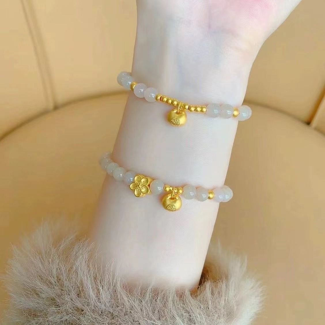 Chubby Fortune Bracelet for Women, Niche Trend on Instagram, Lucky Peach Blossom Friendship Bracelet, Super Fairy Couple Gift, Sweet Hand Jewelry for Women
