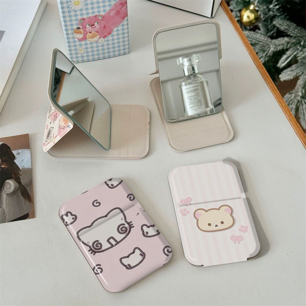 Handheld foldable cute small table mirror for students