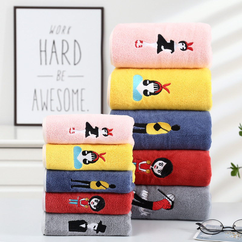 Коралловое банное полотенце, комплект, мягкие милые влажные салфетки для умывания, с вышивкой, 3 предмета, домашний декор, хорошо впитывает воду