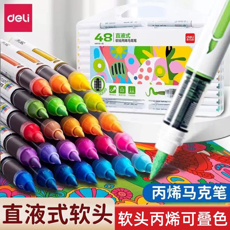 Hm119 Single Refillable Direct Liquid Soft-Tip Acrylic Marker Pen Large Capacity Graffiti Pen Coloring Pen