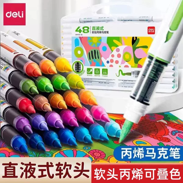 Hm119 Single Refillable Direct Liquid Soft-Tip Acrylic Marker Pen Large Capacity Graffiti Pen Coloring Pen