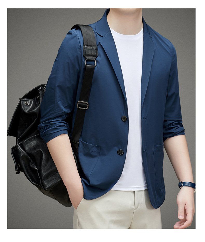 男士单西服春夏季轻薄款冰丝防晒衣高级感商务新款休闲小西装外套详情19