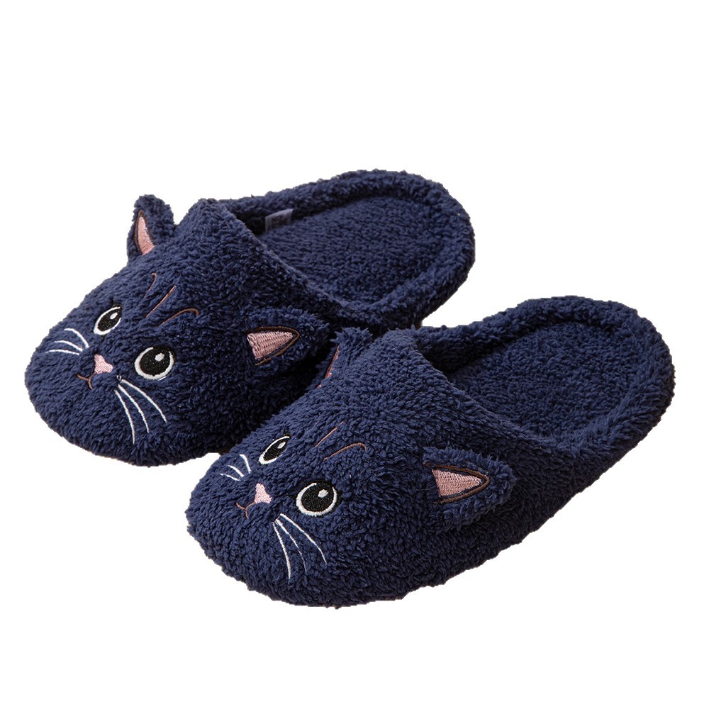 Zapatillas de algodón gatos transfronterizas de mujeres otoño y invierno domésticas impermeables impermeables impermeables silenciosas calentadas zapatillas de pelo de dibujos animados