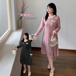 k2863大码女装秋季新款微胖女孩衣服圆领针织连衣裙胖mm连衣裙