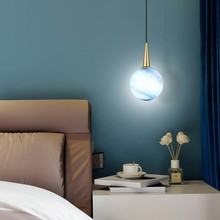 北歐ins極簡網紅玻璃圓球月球燈現代簡約吧台餐廳卧室床頭小吊燈