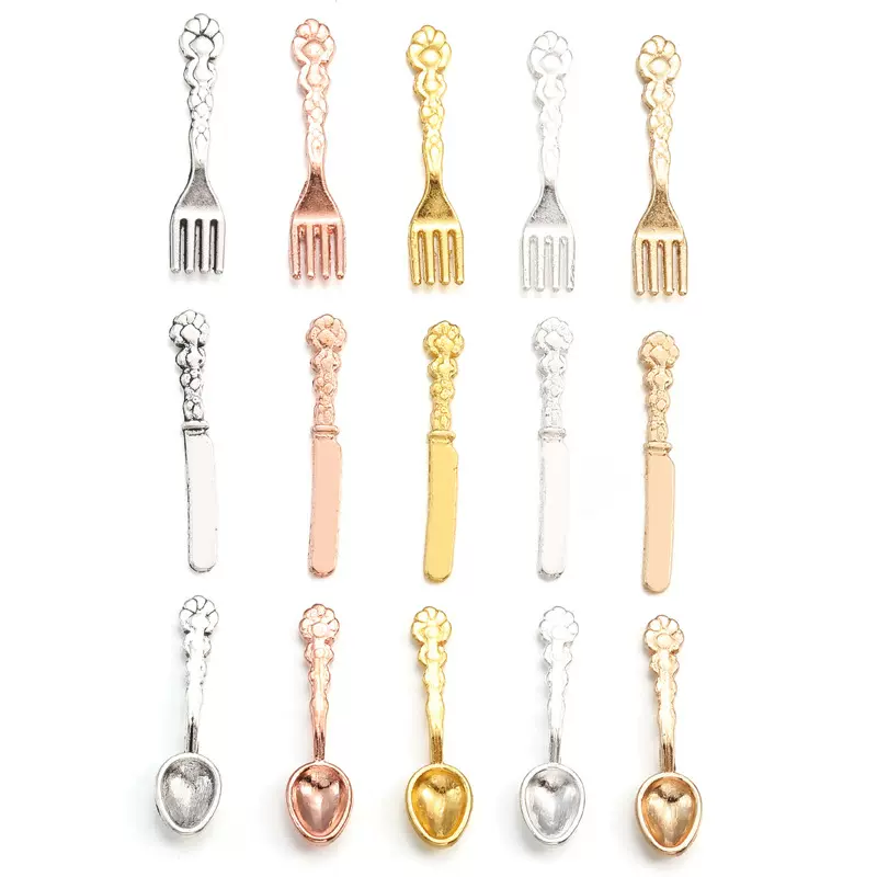 DIY合金饰品配件仿真迷你餐具刀叉勺配饰 小小厨房美甲装饰J503