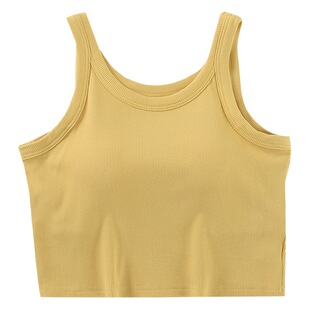 Women's Small Camisole Vest with Chest Pad All-match Cup One-piece Chest Wrapping Tube Top Outer Wearing Short Navel Sleeveless Top
