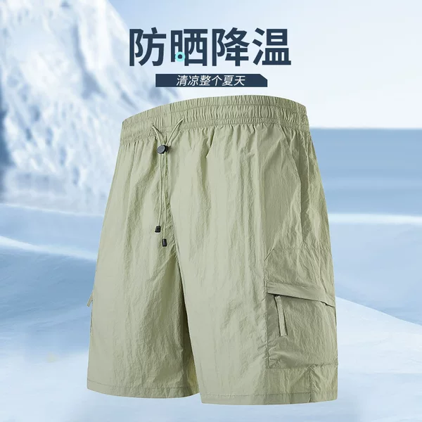 Summer Quick-Dry Shorts for Men, Casual Workwear, Large Size, Outdoor Sports Straight-Leg Mid-Length Pants, Beach Pants, Trendy