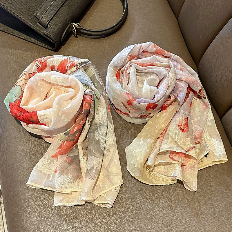 Buñuelo de seda para mujeres 2025 verano nuevo corte de flores de alto nivel de seda simulación buñuelo de playa buñuelo de seda transpirable buñuelo al por mayor