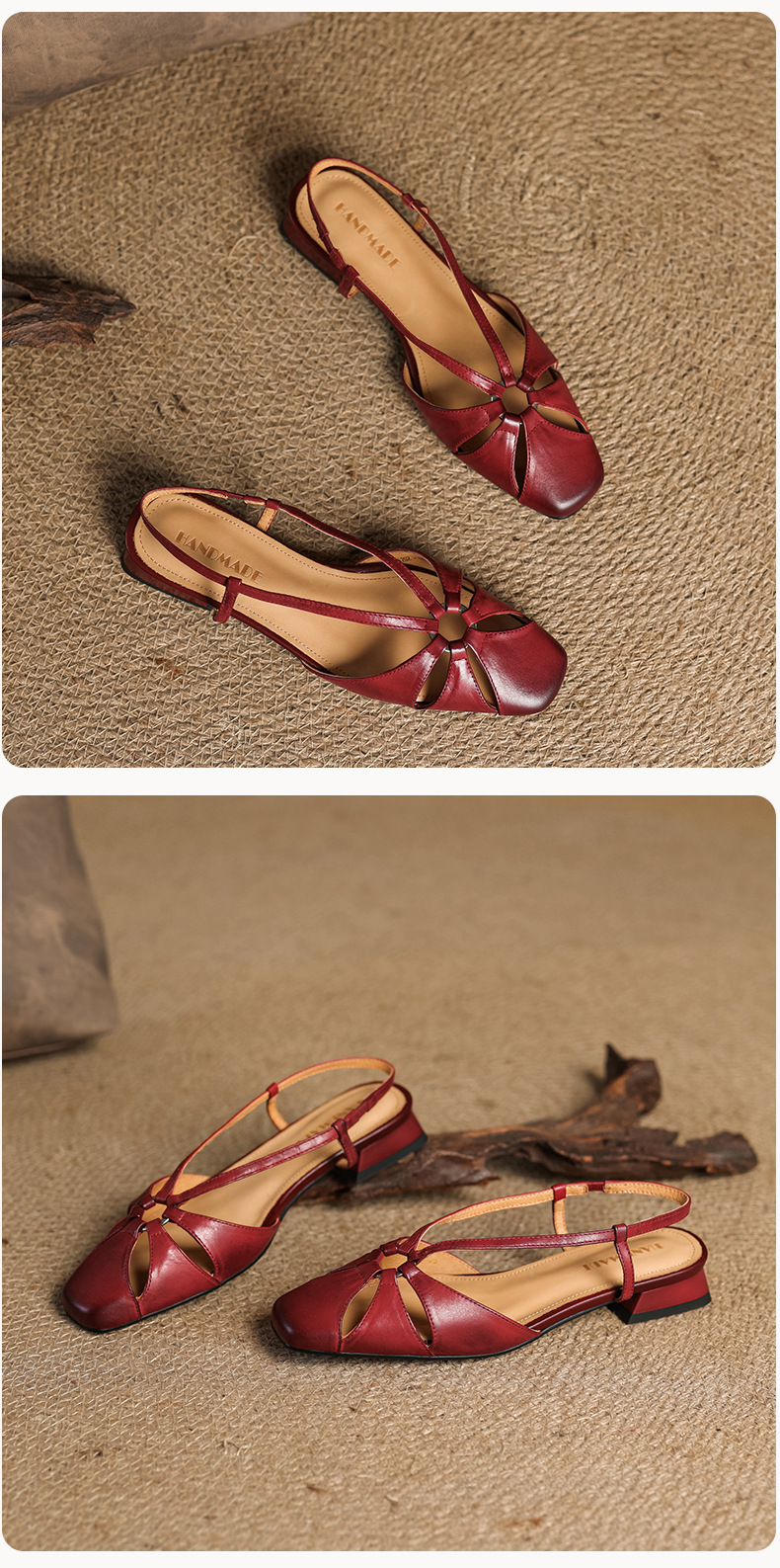 Sandal nữ quai ngang mũi nhọn phong cách vintage, gót thấp 3 cm — đen chi tiết 26