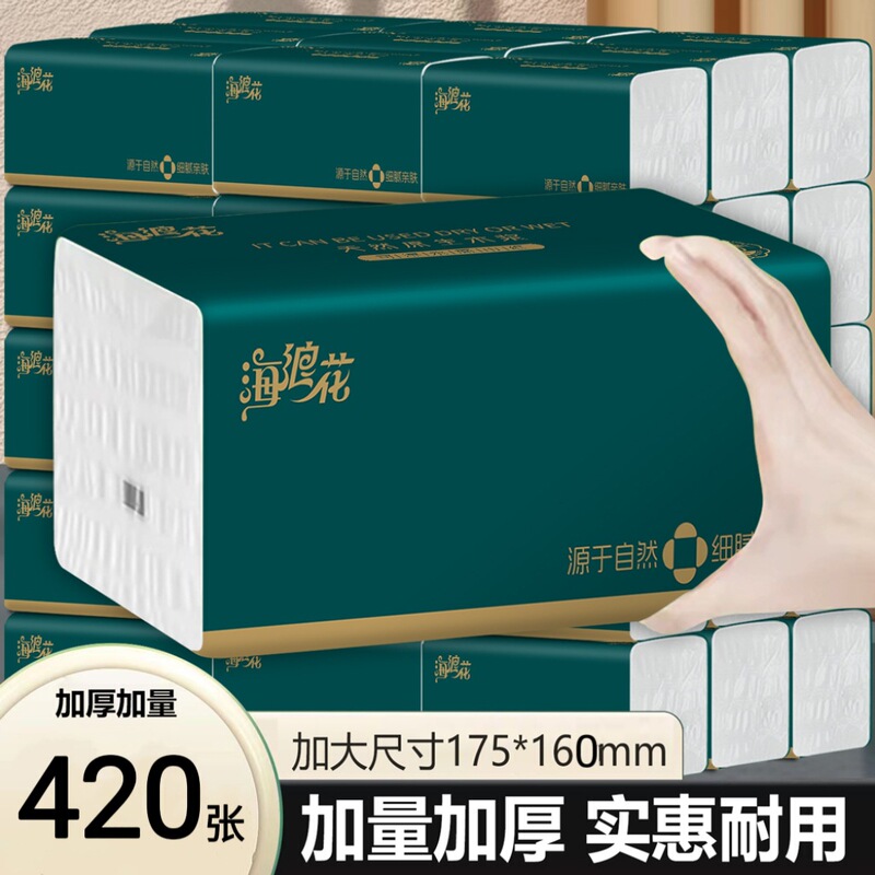 Large Pack of 420 Sheets of Tissue Paper, 6-Layer Thickeneded Family Stocking, Affordable Napkins, Toilet Paper, Hand Towels Wholesale