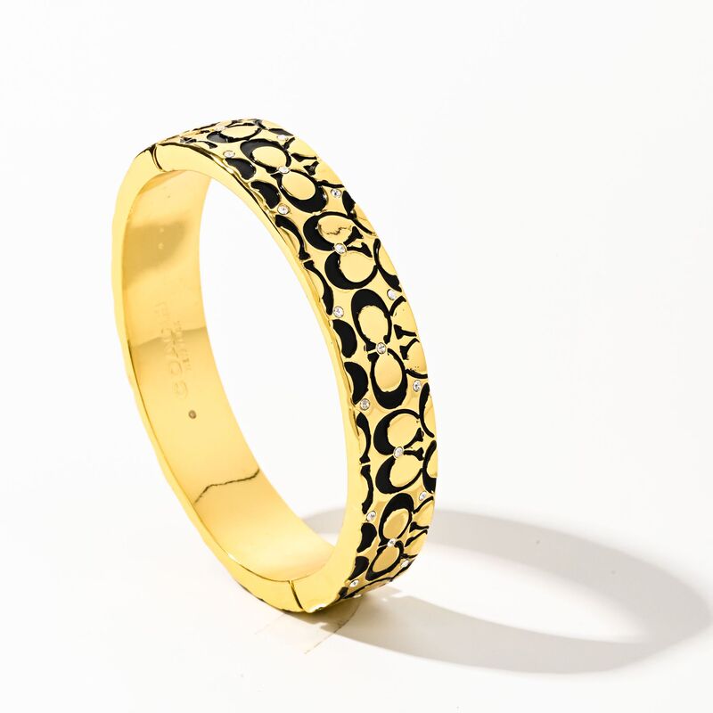 Foreign trade jewelry, European and American style, exaggerated Coach C-pattern bracelet with rhinestone embellishments, wide band, lightweight luxury design, women's bracelet