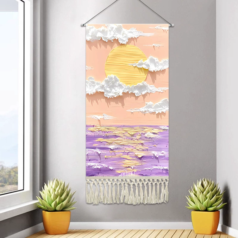 Скандинавская простая картина маслом, декоративная тканевая картина, на заказ, подвесная картина с кисточками, ткань для гостиной, фон, настенная ткань, подвесная ткань для входа