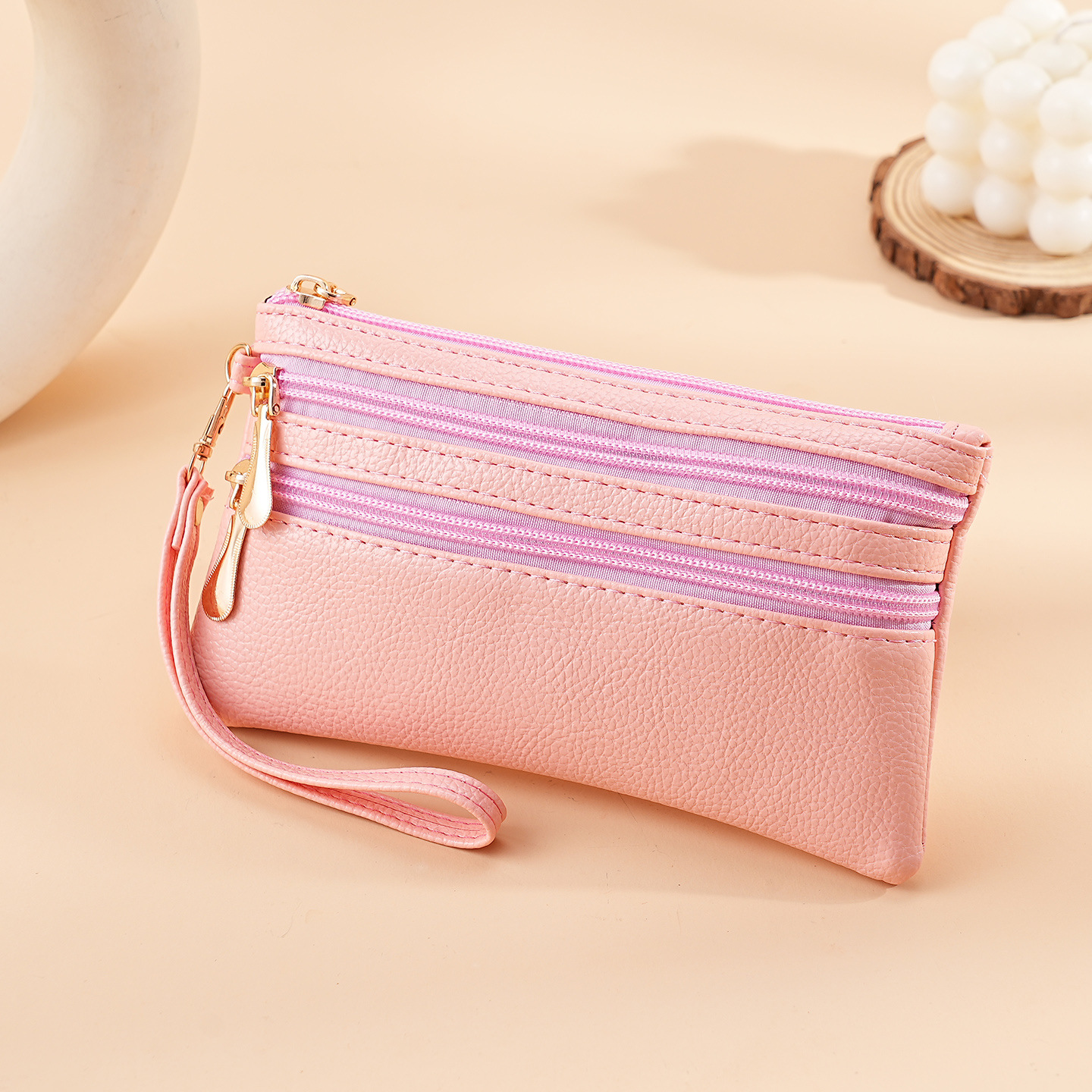 Bolso de cambio al por mayor de mujeres corta textura de cuero pequeña cartera multifuncional bolso de tarjeta de licencia de conducir bolso de llaves de cuero suave bolsa de cremallera