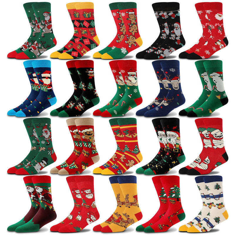 Bulk Wholesale Fashionable Cotton Unisex Fun and Comfortable Crazy Novelty Printed Christmas Socks for Men and Women