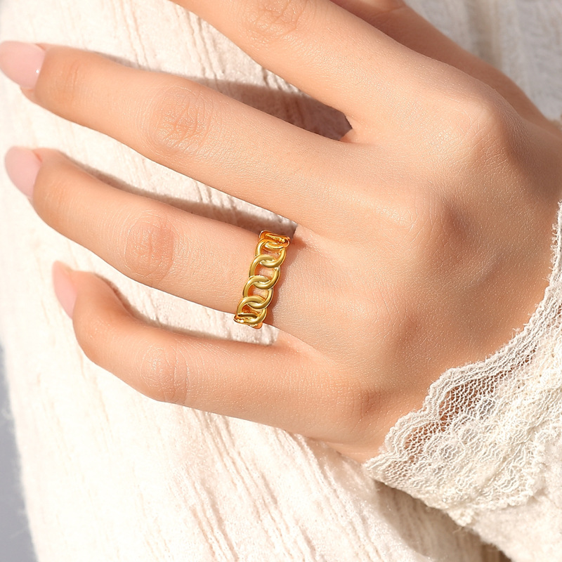 Estilo europeo y americano transfronterizo S925 diseño de cadena de plata de ley anillo de plata anillo de estilo simple anillo de venta caliente de Amazon