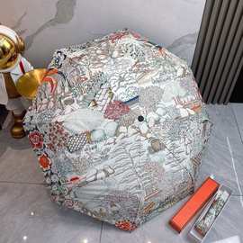 爱家H家新款全自动折叠三折防晒晴雨伞内里黑色涂层防晒隔紫外线