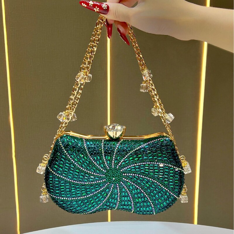 Cross-Border Fashion Women's Shiny Rhinestone Evening Bag Can Be Paired with Dress Evening Bag, Fashionable and Elegant Clutch Bag Cross-Border Fashion Women's Shiny Rhinestone Evening Bag Can Be Paired with Dress Evening Bag, Fashionable and Elegant Clutch Bag