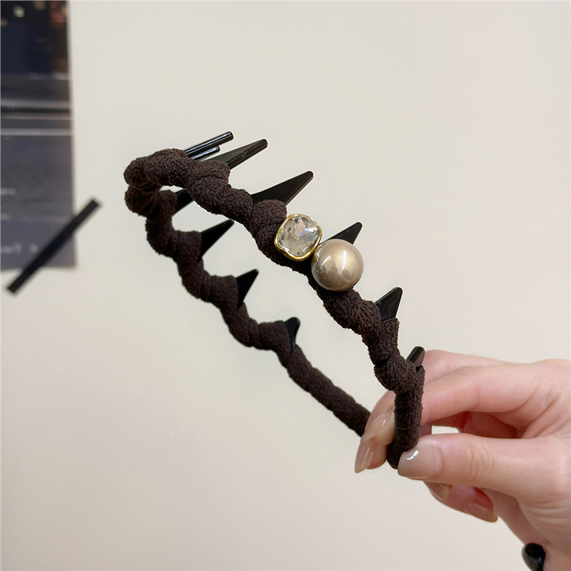 パールハイヘッドバンド歯付き滑り止めヘッドバンド女性用2025年秋冬新作ハイエンドデイリーウェアヘッドバンド|undefined