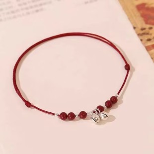Step-By-Step Sound-Producing Antique Bell Anklet for Women, Trendy Ins-Style Red String Friendship Anklet, Feminine and Sensual, Pure Desire Style, Chinese Trendy Style