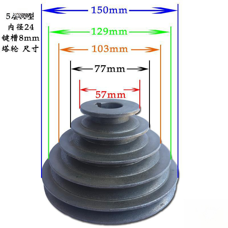 多槽塔轮A型台钻电机皮带轮三角皮带轮宝塔轮变速轮钻床4五层塔轮