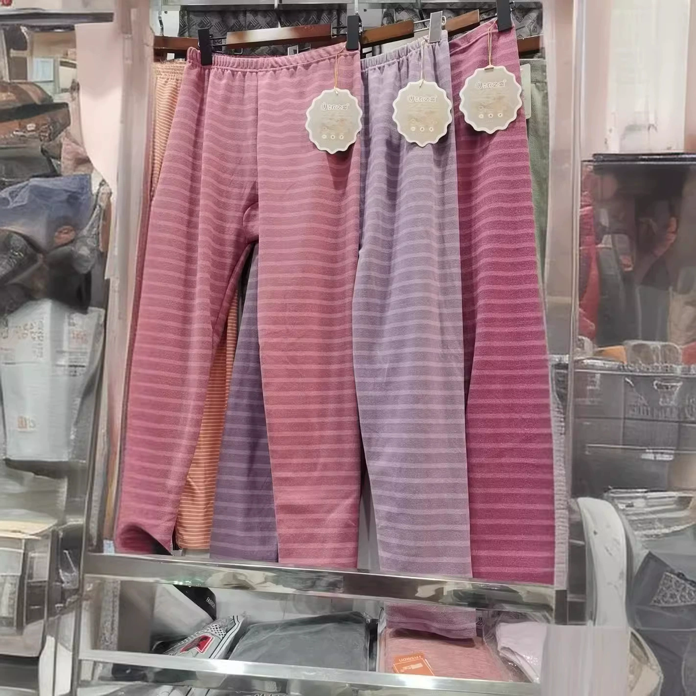 Женские леггинсы в полоску из бамбукового флиса, длинные брюки, свободная большая версия, с высокой талией, внутренние брюки больших размеров