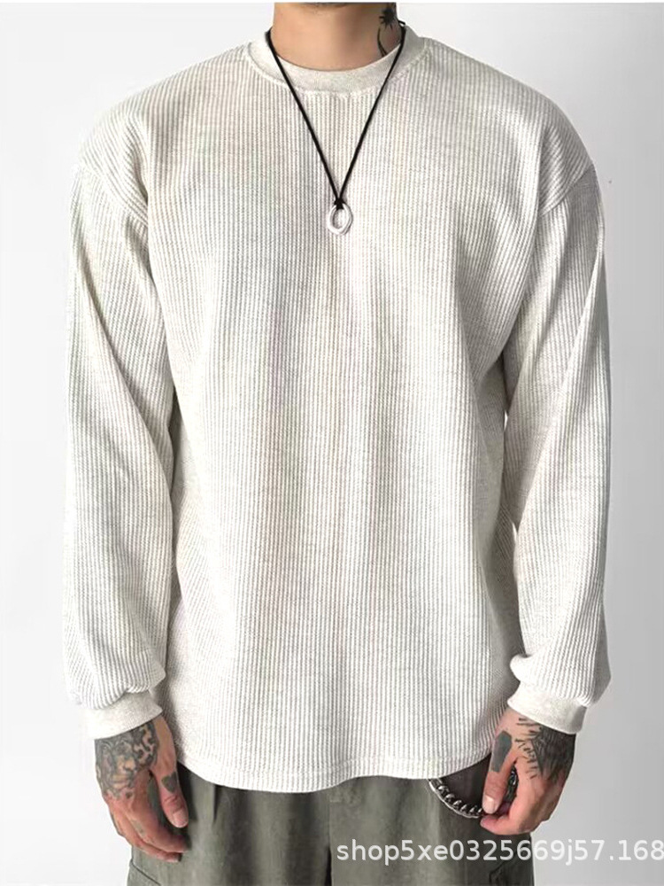 アメリカ式の小さい襟元のワッフルのガードルの男性のヨーロッパの商品は長袖の工装のtシャツを修理します。