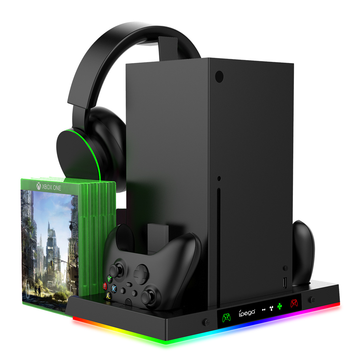 Xbox Series X juego anfitrión multi-función de refrigeración de base inteligente cargador de auriculares colgador tarjeta de almacenamiento