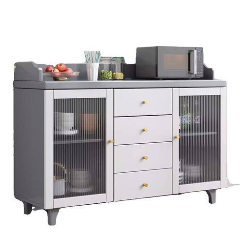 Solid wood frame sideboard home kitchen wall storage cabinet storage cupboard living room tea cabinet glass door preparation cabinet