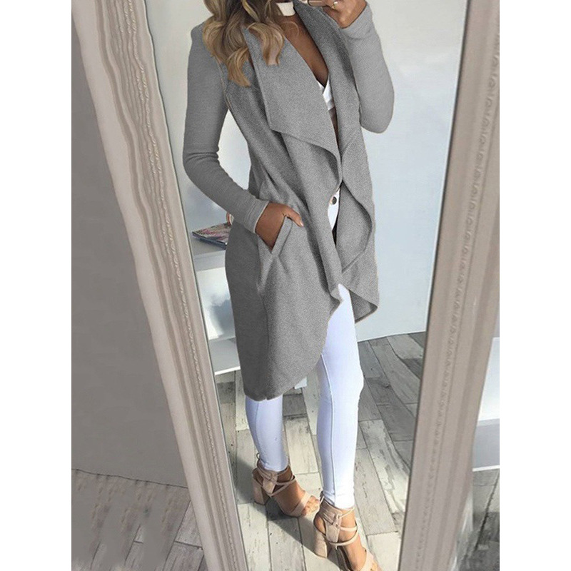 Women's Fashion Solid Color Patchwork Placket Coat Trench Coat display picture 6