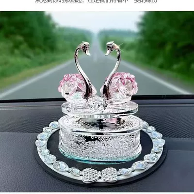 Car ornaments – Couple Swan Car Perfume - solar-pink-swan-swan-butterfly-section-round-cushion
