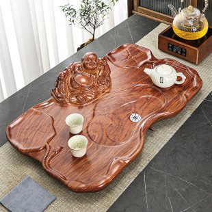Ebony Pattern Tea Tray Solid Wood Tea Table Office Carving Home Tea Tray Tea Set Imitation Log Tea Sea Rosewood
