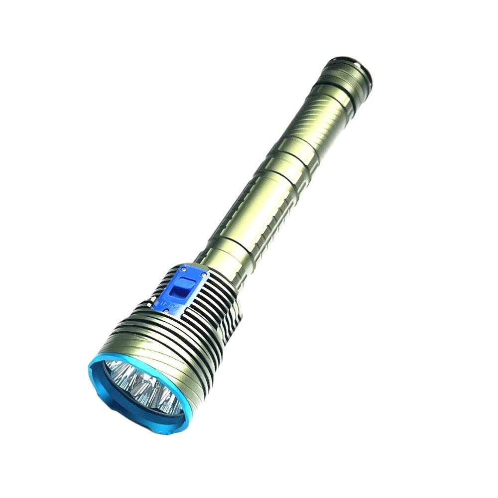 新款潜水手筒DX9 强光手电26650充电生产水下100米手电筒9灯T6 L2