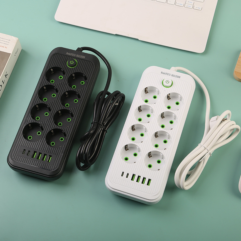 Caja de interfaz europea 4USB + 2Type-c empaquetada con cáscara negra con cáscara blanca de comercio electrónico transfronterizo ruso