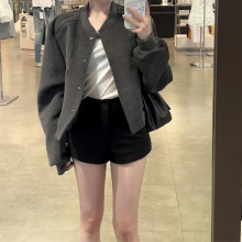 美式复古毛呢棒球服外套女装秋季2024新款高级感宽松百搭短款夹克