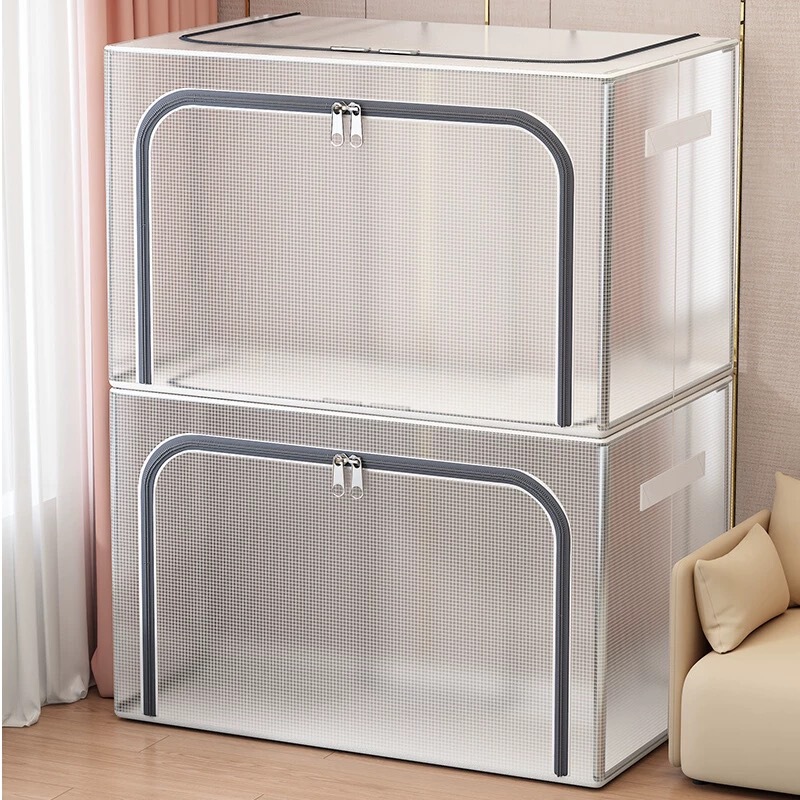 Pvc Transparent Storage Box Large Capacity Mesh Waterproof Storage Box Foldableing Household Clothes Storage Box Storage Bag