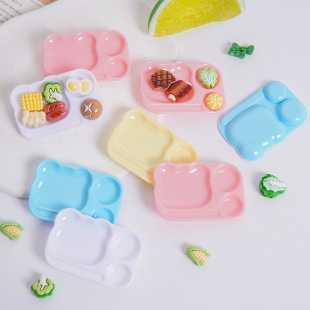 5cm Mini Bear Fast Food Tray DIY Handmade Artificial Food Tray Healing Multi-Color Disposable Dinner Plate