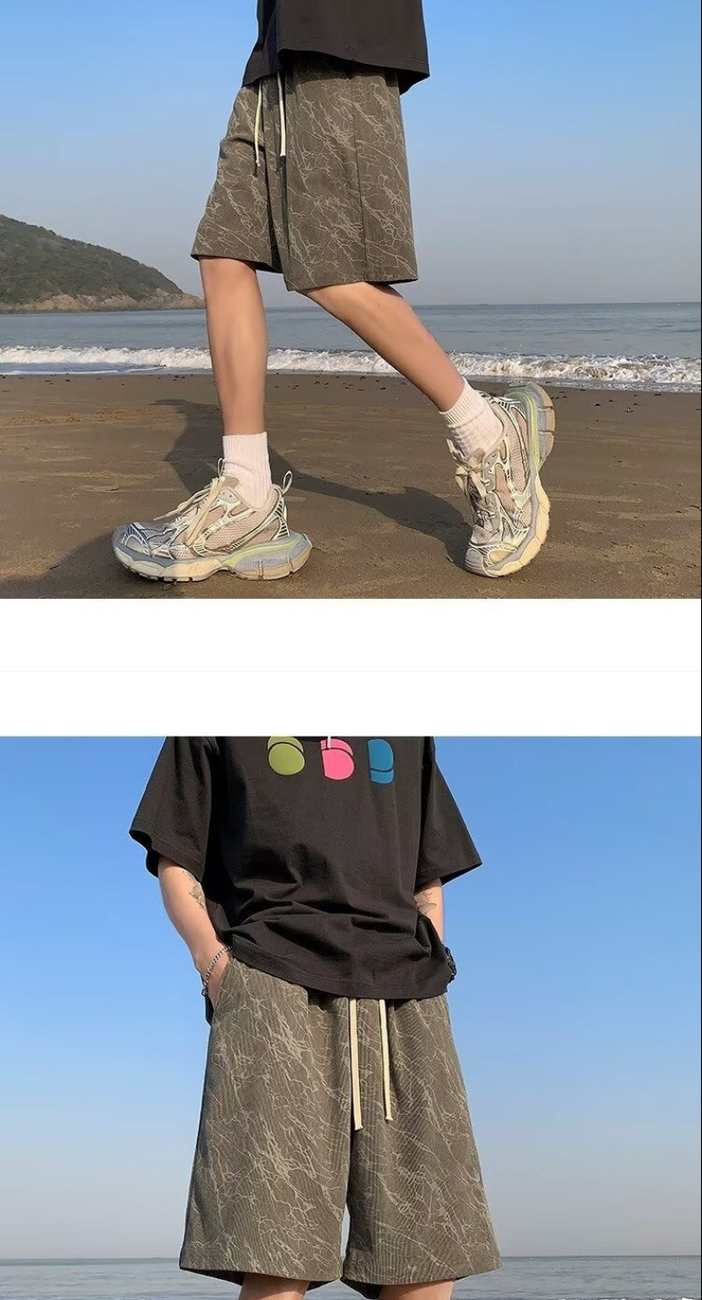 Men's Heavyweight Drape Casual Shorts Loose Fit Mid Waist Drawstring Summer Thin Plus Size Elegant Basic Trendy Brand_viptrois.com