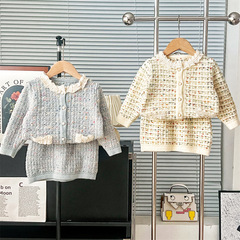 JINYONG2024新款女童小香風套裝裙兒童洋氣時髦衣服小童寶寶外套