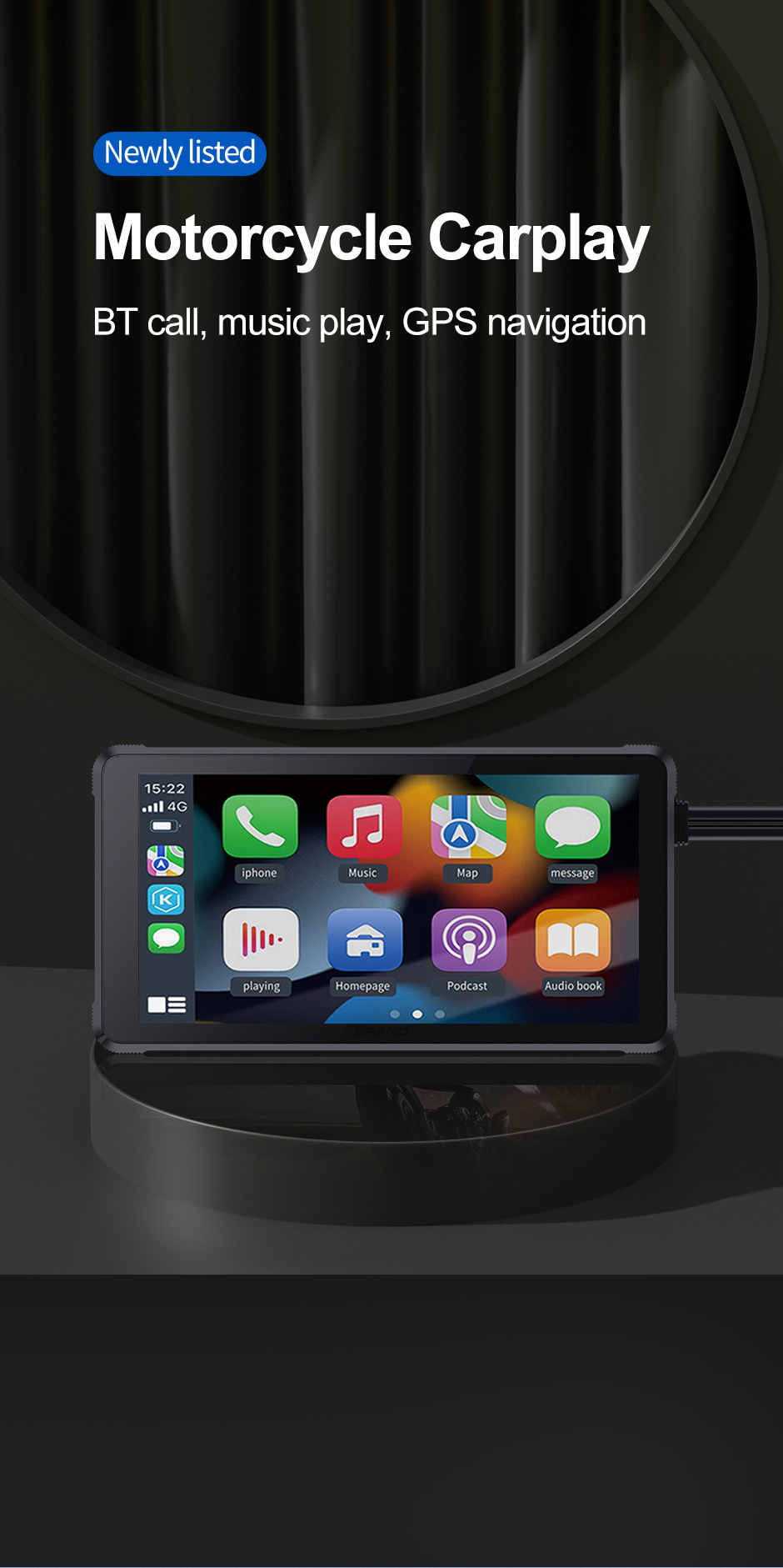 Cross-Border New Motorcycle Dual-Lens Navigation Screen Projection 1080P High-Definition Waterproof Carplay Driving Recorder