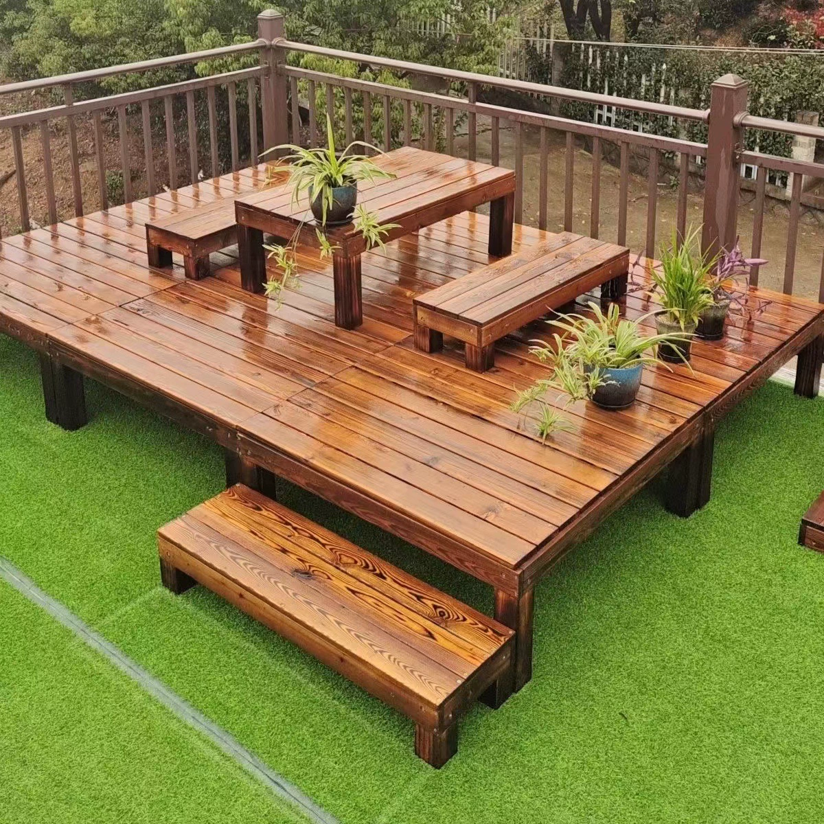 Открытый антикоррозийный деревянный пол терраса пол пол пол пол пол пол пол пол пол открытый парк макет балкон с татами