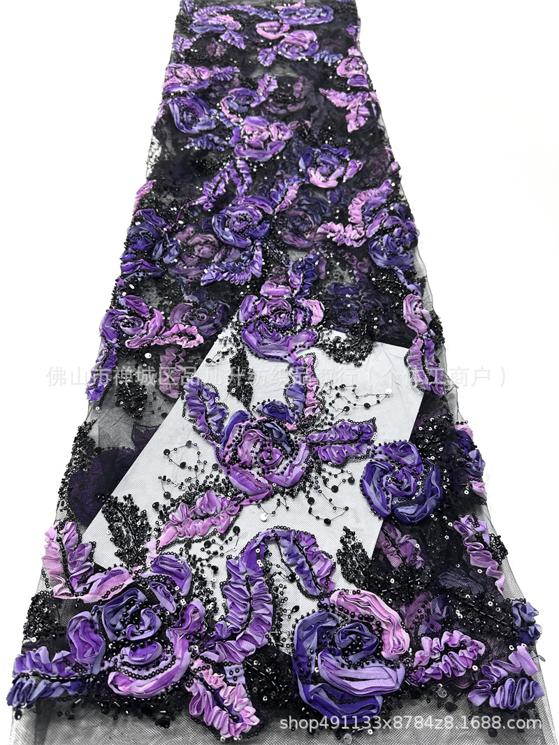 Moda francesa retrógrada de ancho lleno con tela de encaje bridal sequins lace fabric