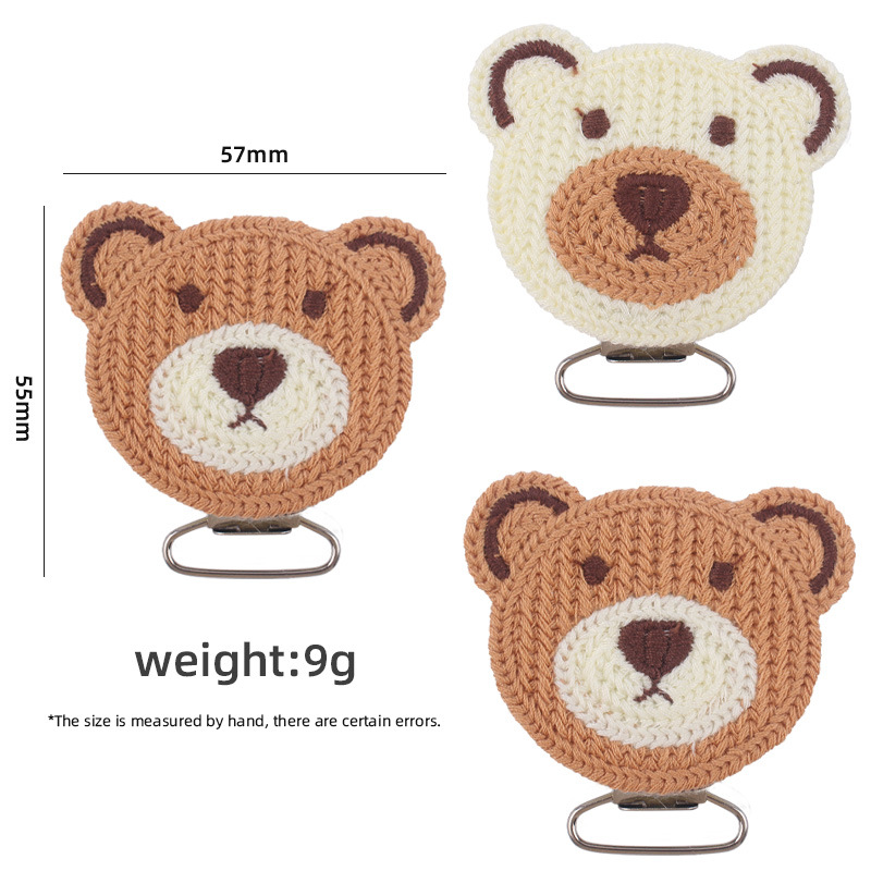 Nuevos suministros para bebés crochet DIY oso cabeza chupete clip bebé oso de dibujos animados clip chupete cadena anti-caída cadena accesorios