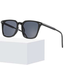 新款韩版太阳镜个性时尚双色方框双圆钉眼镜架平光潮墨镜多款镜片