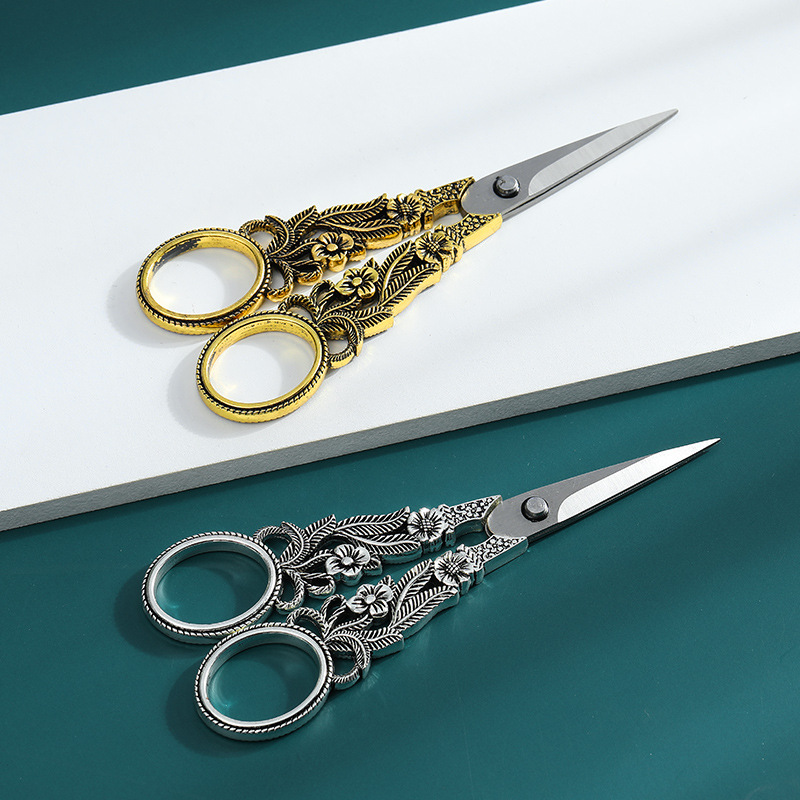 Narciso retro tijeras pequeñas tijeras de bordado hecho a mano tijeras de punto de cruz mano cuenta de acero inoxidable tijeras de hilo tijeras portátiles para el hogar