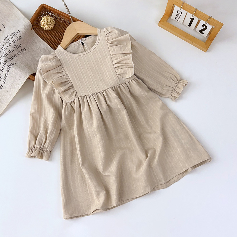 Spring and Autum New Korean Style Children's Skirt Fungus Long-Sleeved Princess Skirt Foreign Trade Retro Style Girls' Dress Spring and Autum New Korean Style Children's Skirt Fungus Long-Sleeved Princess Skirt Foreign Trade Retro Style Girls' Dress