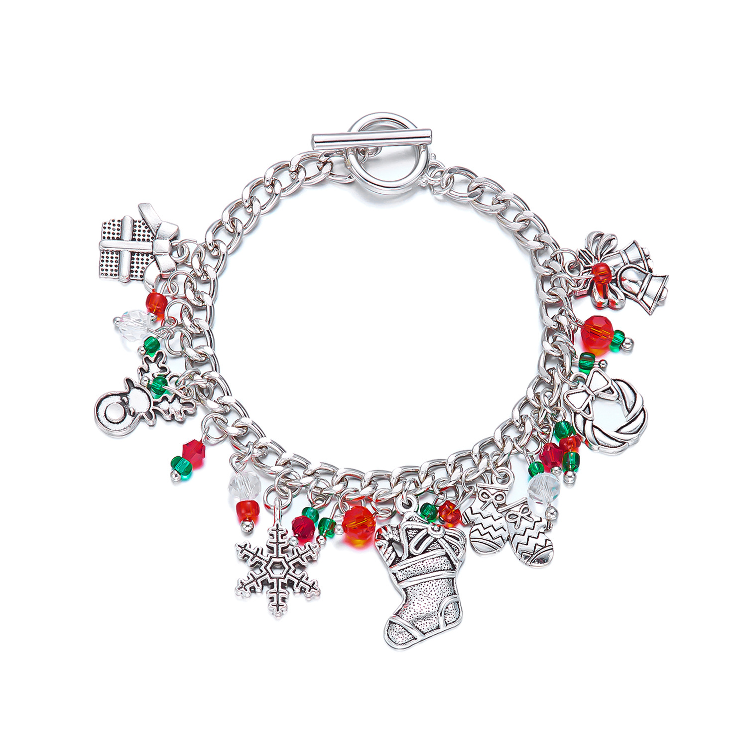 Navidad europea y americana transfronteriza nueva creativa de dibujos animados de Navidad pan de jengibre hombre de Navidad colgante de árbol de Navidad pulsera de aleación al por mayor image 11